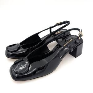 $350 Larroude Maria Slingback Pump Women's Patent Leather Black Size US6.5 EU37
